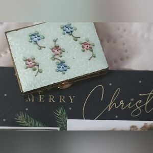 Handpainted Floral Enamel Trinket Pill Box